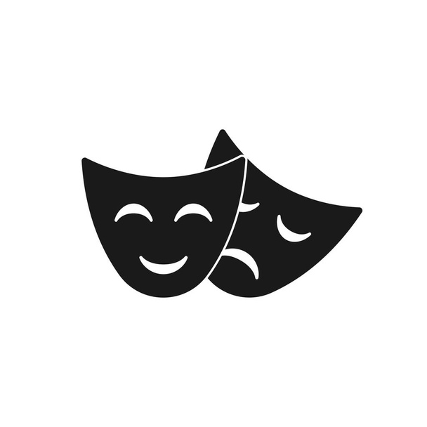 Comedy and tragedy theatrical masks. Vector illustration - Vector, Image