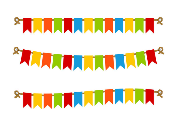 Ghirlande di bandiere multicolori brillanti buntings - Vettoriali, immagini