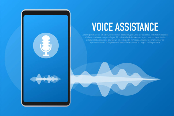 Φωνητικός βοηθός και αναγνώριση φωνής - Διάνυσμα, εικόνα
