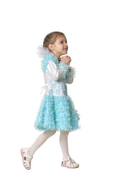 Little girl in a blue  dress - Foto, afbeelding