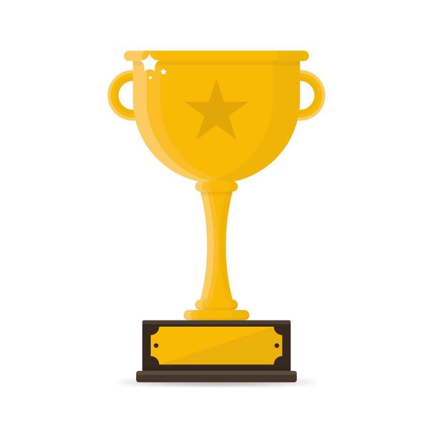 Vector Trophy Cup Flat Icon. Winners golden cup - Vector, Image