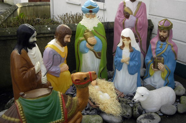christmas crib or nativity scene, folk culture during the christmas time - Photo, Image