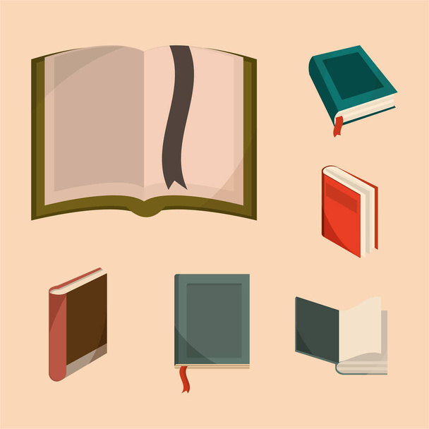 conjunto de iconos de libro, aprendizaje de información o estilo de estudio - Vector, imagen