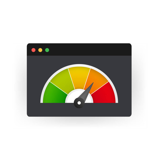 Credit score snelheidsmeter op witte achtergrond - Vector, afbeelding