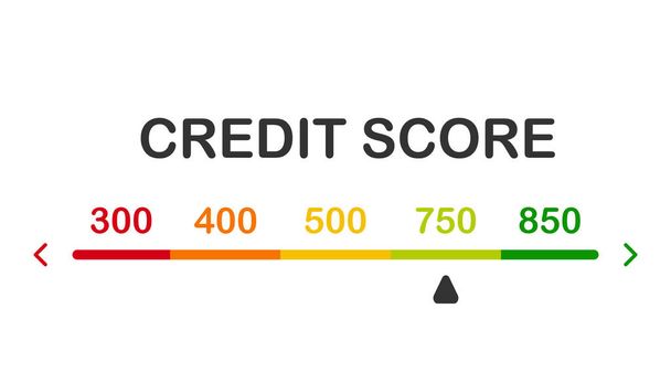 detailed illustration of a credit score meter with pointer - Vector, afbeelding