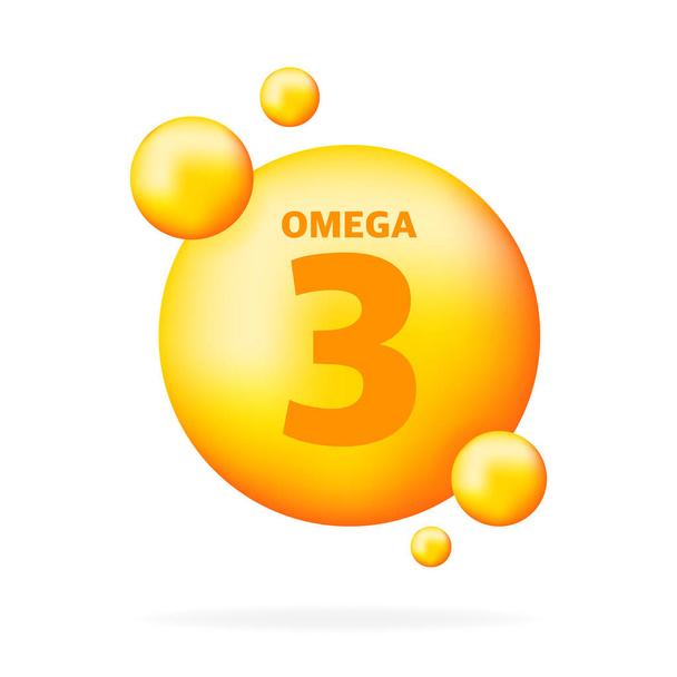Nutrición con aceite de pescado brillante, omega 3, para una buena salud aislada sobre un fondo transparente. Ilustración vectorial - Vector, imagen