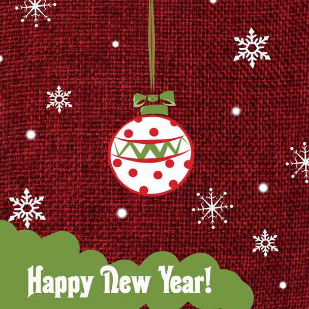 Colorful Christmas card with a Christmas ball and snowflakes. - Foto, Imagen