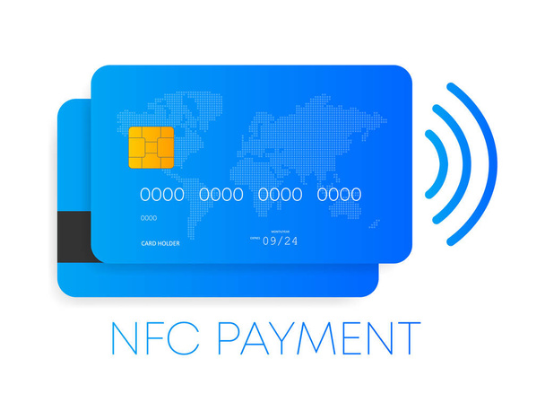 NFC-Bezahlkonzept im flachen Stil. Vektorillustration - Vektor, Bild