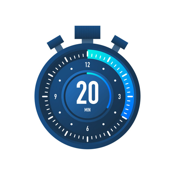 The 20 minutes, stopwatch vector icon. Stopwatch icon in flat style on a white background. Vector stock illustration - Vector, Image
