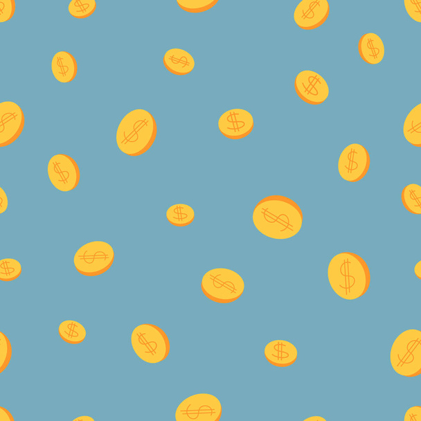 Płynny wzór łuski złote monety - ilustracja wektor - Wektor, obraz