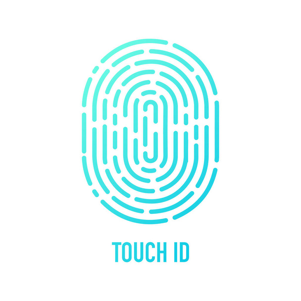 Touch ID - ilustración vectorial. Smartphone con huella digital aislada sobre fondo blanco - Vector, Imagen