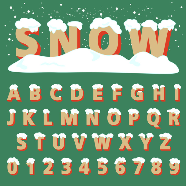 Retro type font with snow - Vector, Image