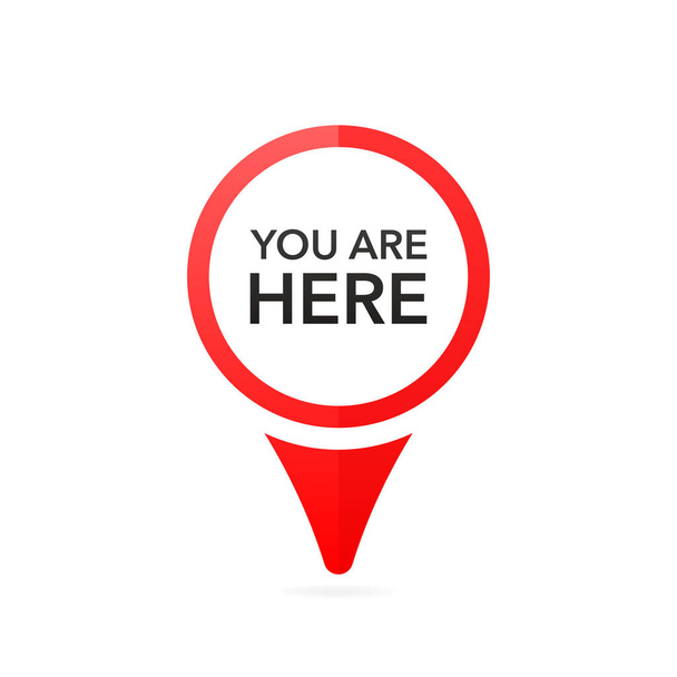 Red pointer with you are here on white background. White background. Vector illustration. - Vector, Image