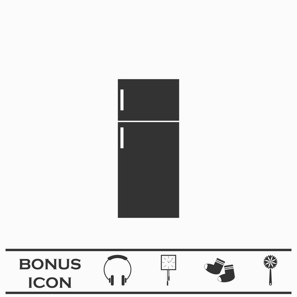 Icône réfrigérateur plat. Pictogramme noir sur fond blanc. Illustration vectorielle symbole et bouton bonus - Vecteur, image