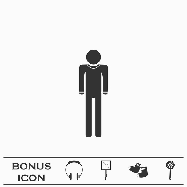 Hombre icono plano. Pictograma negro sobre fondo blanco. Símbolo de ilustración vectorial y botón de bono - Vector, Imagen
