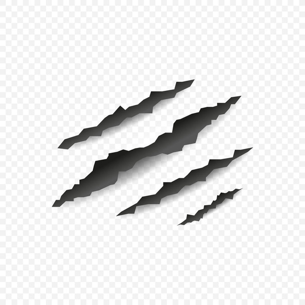 Realistic claw rip slash pattern on transparent background. Vector illustration - Vector, Image