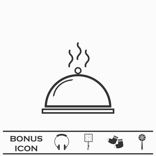 Cloche simgesi düz. Beyaz arka planda siyah resim. Vektör illüstrasyon sembolü ve bonus düğmesi - Vektör, Görsel