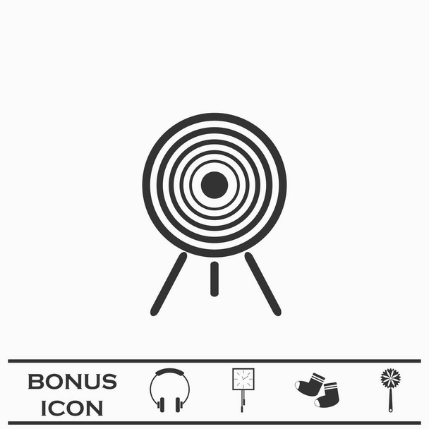 Hedef simgesi düz. Beyaz arka planda siyah resim. Vektör illüstrasyon sembolü ve bonus düğmesi - Vektör, Görsel