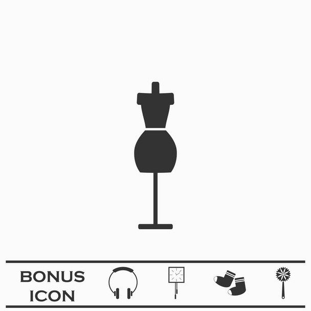 Schaufensterpuppen-Symbol flach. Schwarzes Piktogramm auf weißem Hintergrund. Vektorillustration Symbol und Bonus-Taste - Vektor, Bild