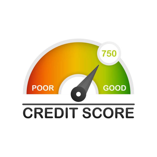 Ilustración detallada de un medidor de puntuación de crédito con puntero - Vector, imagen