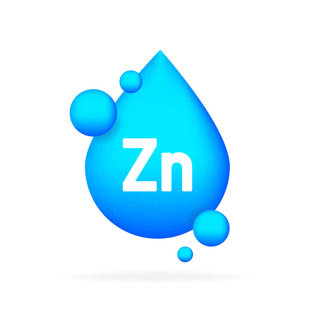 Mineral blue shining pill capsule icon. Zn Zink - Vector, Image