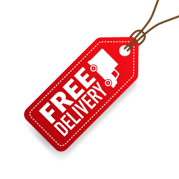Free delivery price tag. Red Free shipping label. Vector illustration - Вектор,изображение