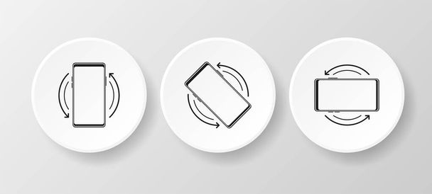 Three icons turning the phone on realistic button on white background. Vector illustration - Vector, Image