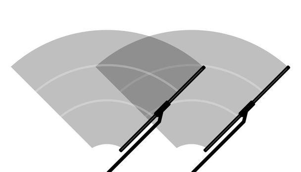 Čelní sklo automobilu stěrač, dva stěrače čistí přední sklo na bílém pozadí. Plochý. Vektorová ilustrace - Vektor, obrázek