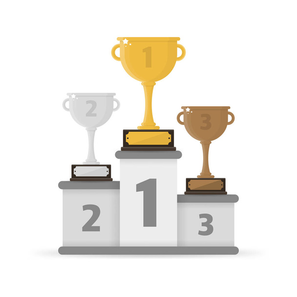 Podiums for winners with 1st, 2nd and 3rd places on white background. Vector illustration - Vektor, kép