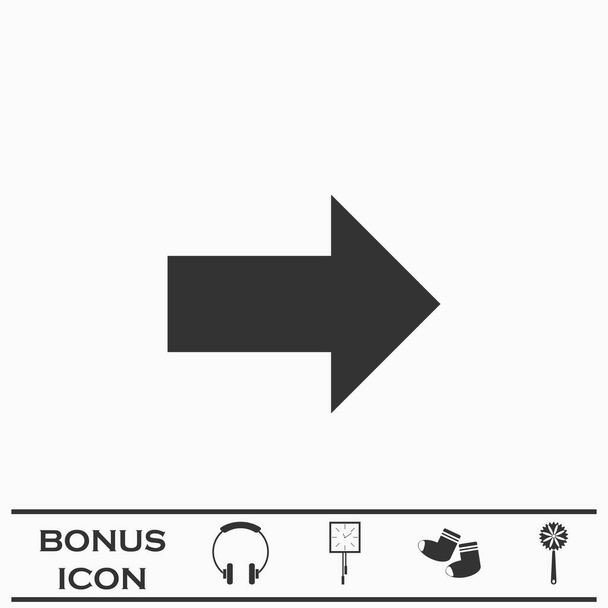 Pfeil-Symbol flach. Schwarzes Piktogramm auf weißem Hintergrund. Vektorillustration Symbol und Bonus-Taste - Vektor, Bild