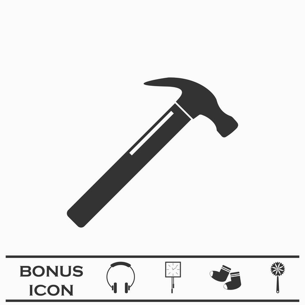 Claw hammer icon flat. Black pictogram on white background. Vector illustration symbol and bonus button - Vector, Image