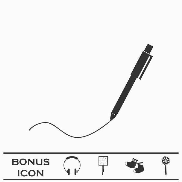 Pen icoon plat. Zwart pictogram op witte achtergrond. Vector illustratie symbool en bonus knop - Vector, afbeelding