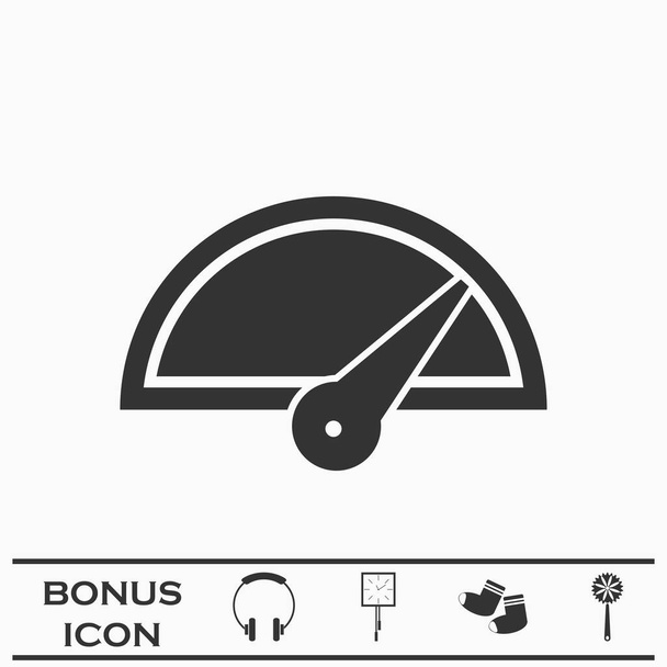 Speed icon flat. Black pictogram on white background. Vector illustration symbol and bonus button - Vector, Image