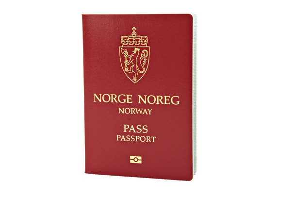 Pasaporte noruego aislado sobre fondo blanco  - Foto, Imagen