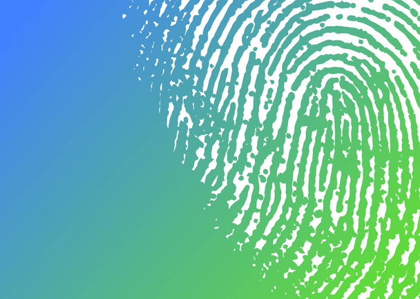 Fingerprint on green and blue background - Foto, Imagem