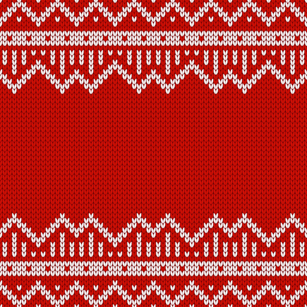 Knitwear texture. Template with empty place for text. Traditional seasonal seamless background for holiday design. Winter knitted wool sweater pattern. Christmas vector illustration. - Вектор,изображение