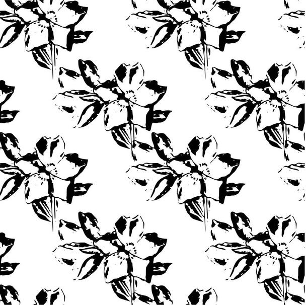 Hellebores бесшовный монохромный узор цветочный дизайн элемент для паутины, для печати - Вектор,изображение