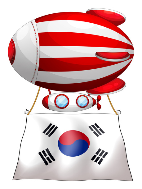 A floating balloon with the Korean flag - Vector, Image