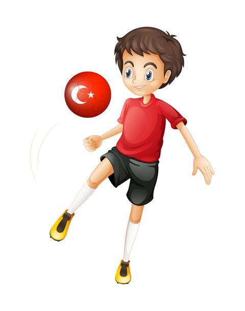 a fiú segítségével a labdát a zászló, Törökország - Vektor, kép