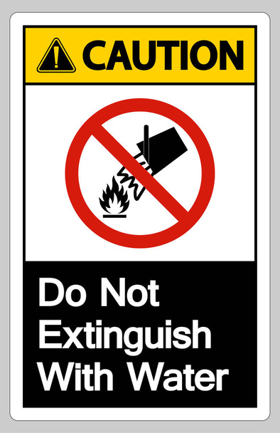 Caution Do Not Extinguish With Water Symbol Sign On White Background - Vector, Image