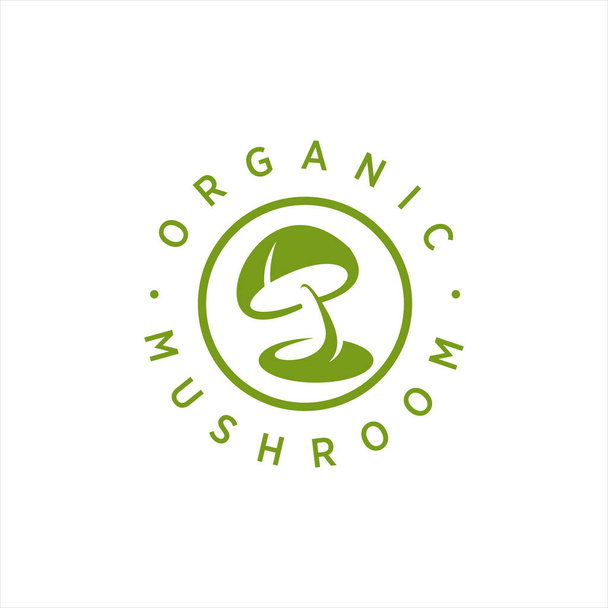 green mushroom logo simple modern - Vector, imagen