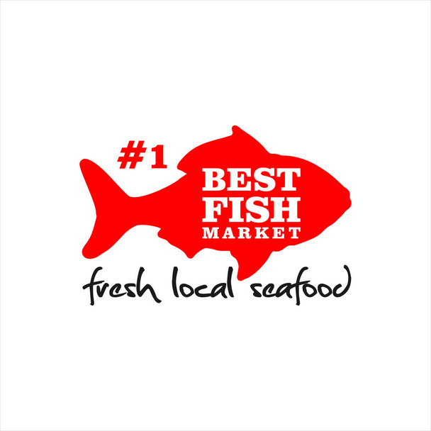 Seafood Logo Design Fish Silhouette Vector, Modelo Gráfico Culinário - Vetor, Imagem