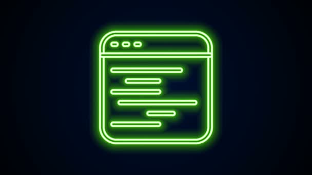 Linea neon luminosa Software, icona del codice di programmazione dello sviluppatore web isolata su sfondo nero. Javascript script del computer parti casuali del codice del programma. Animazione grafica 4K Video motion - Filmati, video