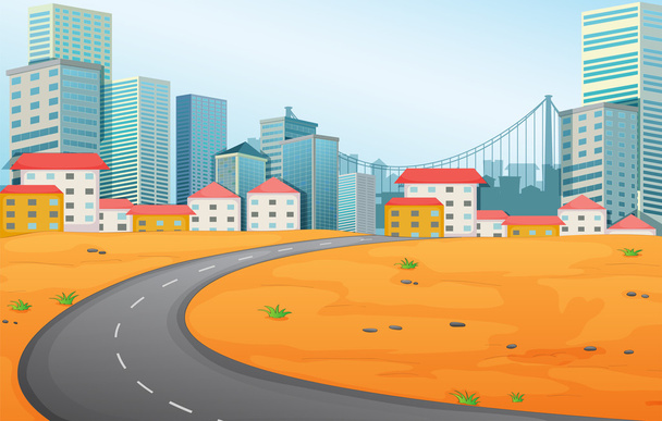 A narrow road going to the city - Vector, Image