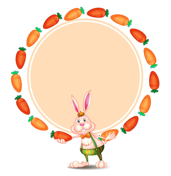 Un modello rotondo con un coniglio e carote
 - Vettoriali, immagini