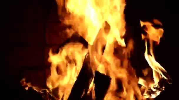 伝統的なオーブン暖炉の木の中で木を燃やす - 映像、動画