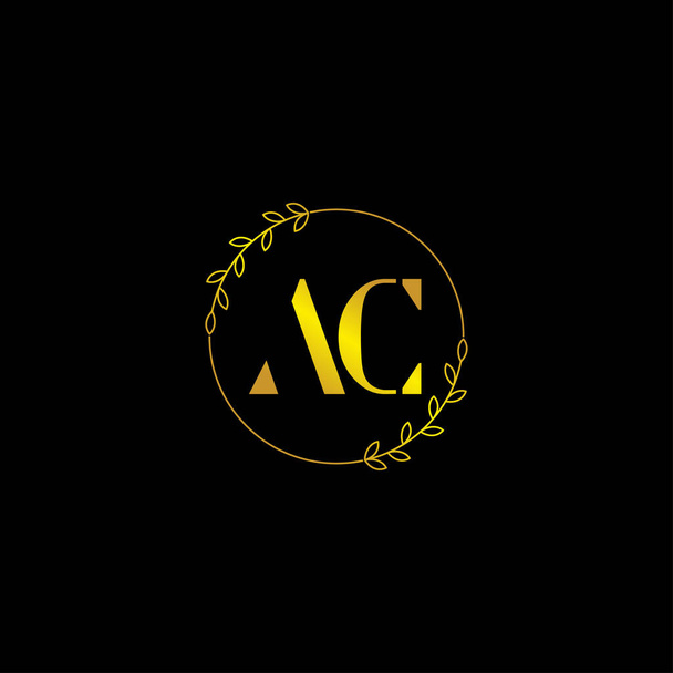 betű AC kezdeti monogram logó sablon virágdísz - Vektor, kép