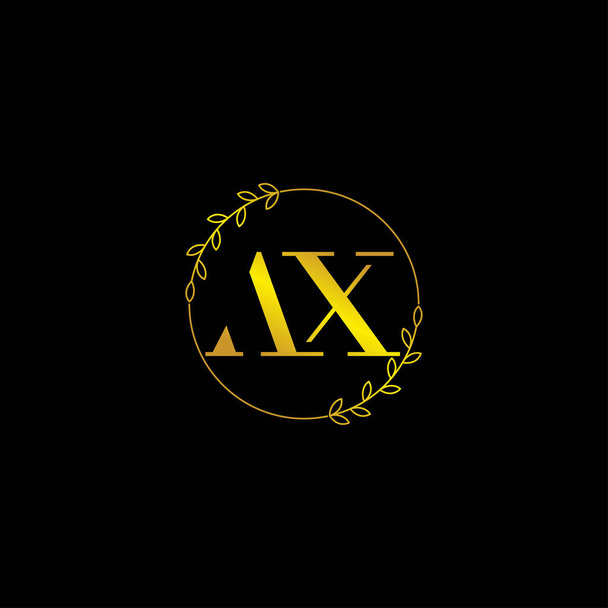 letter AX initial monogram logo template with floral ornament - Vettoriali, immagini