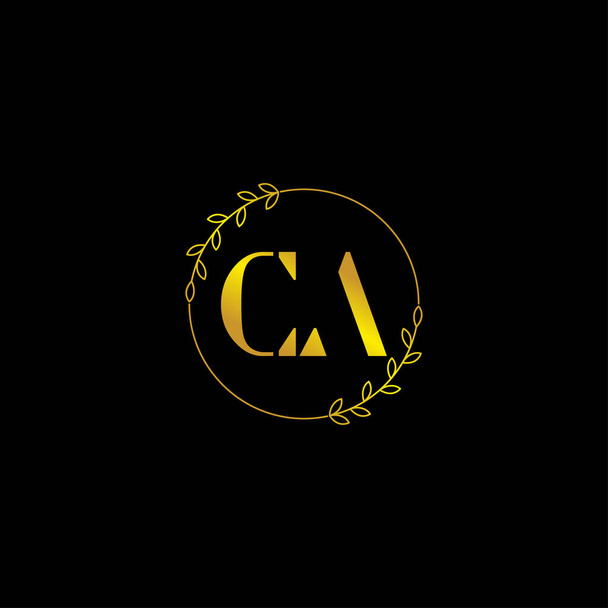 Çiçek süslemeli CA harfli ilk monogram logo şablonu - Vektör, Görsel