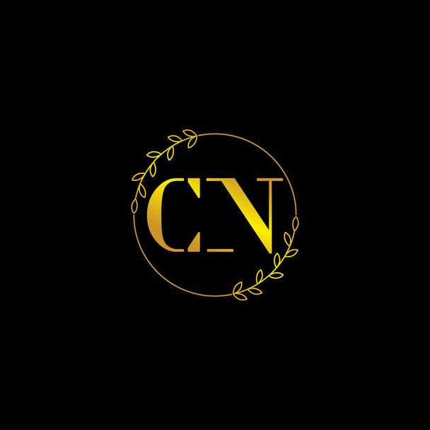 letter CN initial monogram logo template with floral ornament - Vetor, Imagem